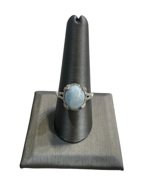 Ss Blue Cab Opal Ring