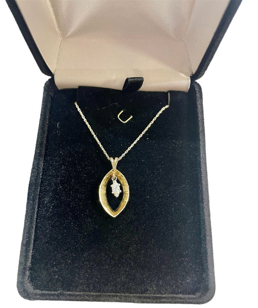 14KT YG 1/4CT MARQ STONE PENDANT ON CHAIN