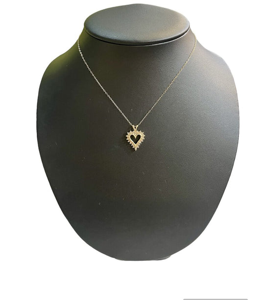 10KT YG HEART PENDANT W/DIA ACCENT ON CHAIN