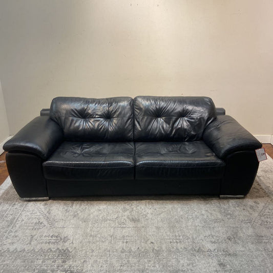 (KHH)Black Leather Sofa