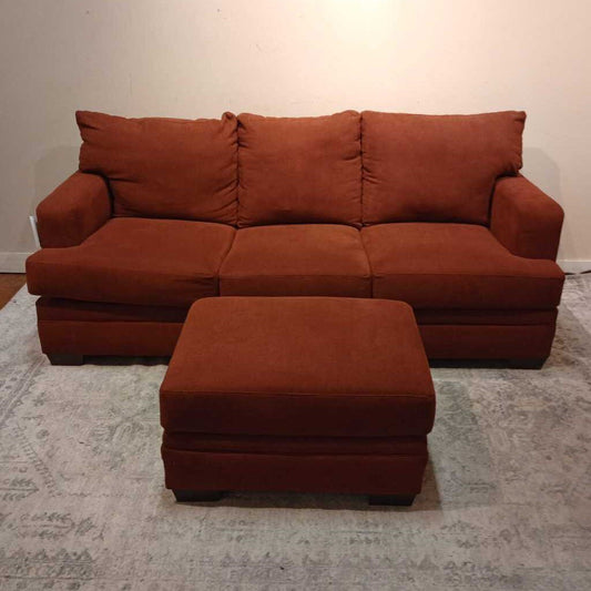 Red Fabric Sofa + Ottoman (KIH)