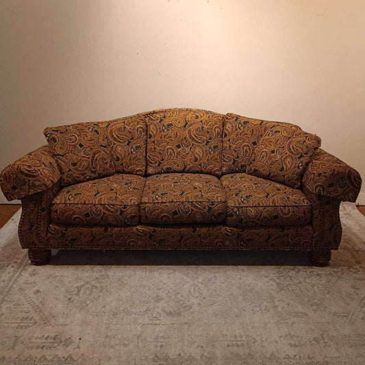 Brown Paisley Fabric Sofa (CMH)