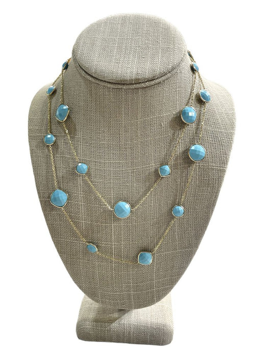 14KT YG TURQUOISE 32" NECKLACE