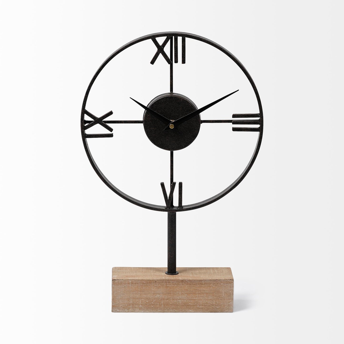 Oris Black Metal/Wood Open Frame Table Clock