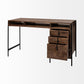 Glenn VII 56L x 22W Dark Brown Wood w/ Black Iron Frame, 3 Drawer Office Desk