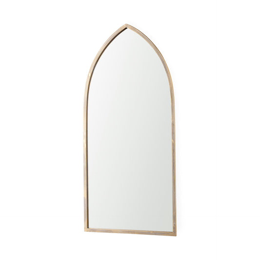 Giovanna 23.6L x 1.2W x 48.8H Gold Metal Frame Pointed Arch Vanity Mirror