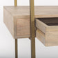 Cordell 42.0L x 25.0W x 78.0H Light Brown Wood W/Gold Metal Office Desk
