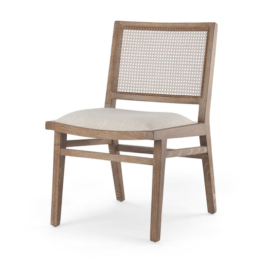 Wynn 20.5L x 24.6W x 34.1H Cream Upholstered Fabric W/Brown Wood Dining Chair