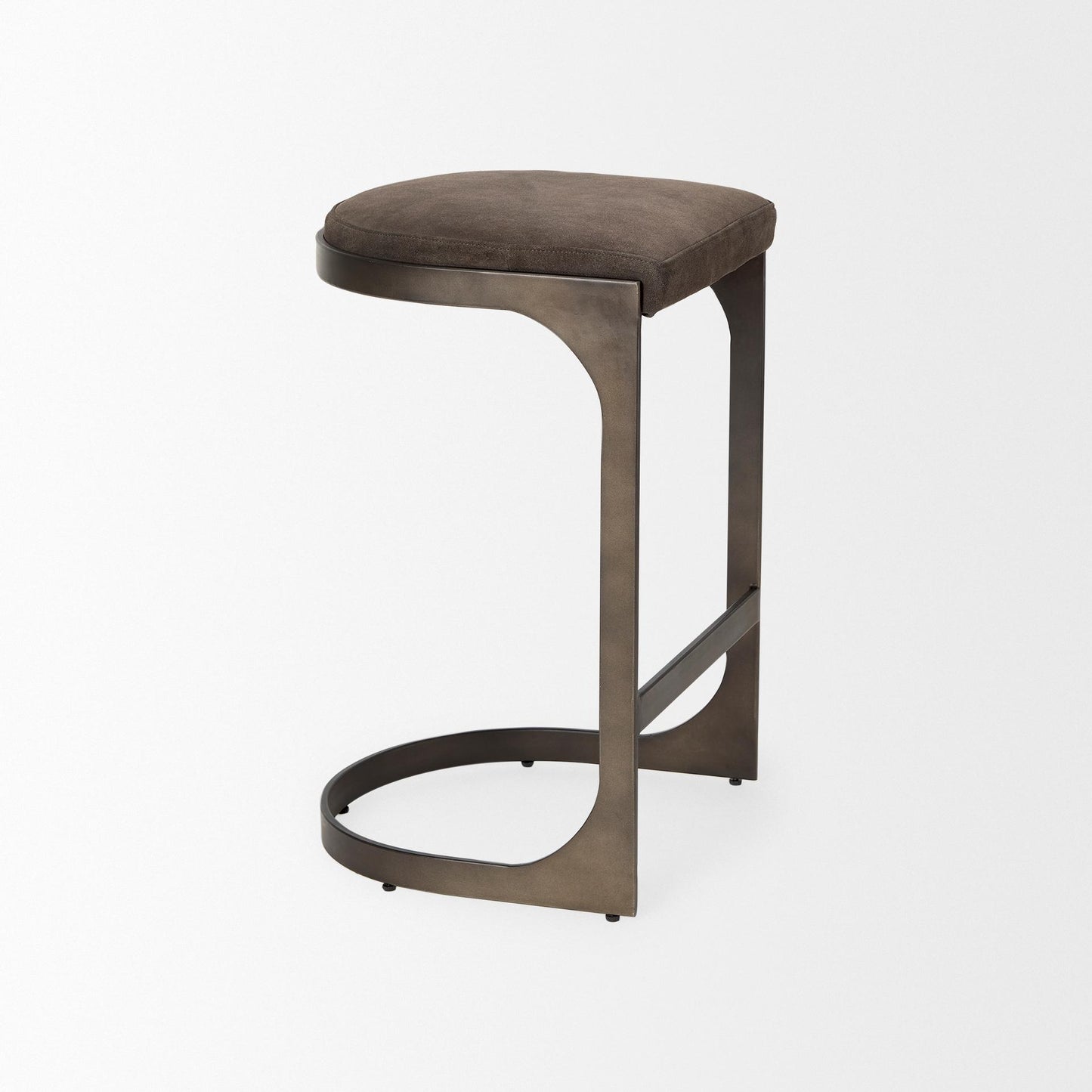 Tyson 17L x 18W x 28H Brown/Gray Suede W/ Metal Frame Counter Stool
