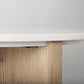 Enzo Marble Tabletop w/ Fluted Light Wood Base Foyer Accent Table