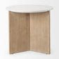 Enzo Marble Tabletop w/ Fluted Light Wood Base Foyer Accent Table