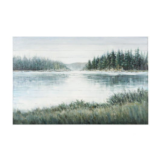 Mere Pond Lake 60x40 Hand Painted on Wood Oil Painting