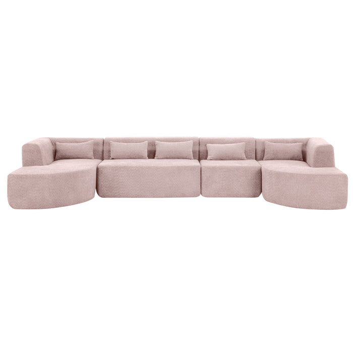 Upholstered Sofa Free Combined Sofa Couch With 2 Chaise Lounge And Five Back Pillows For Living Room