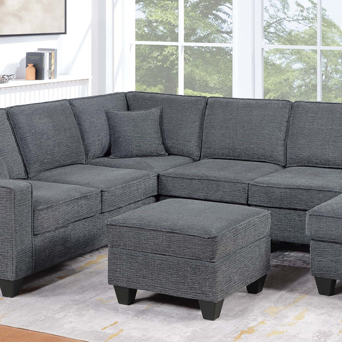 5 Piece Sectional Set Left Arm Loveseat With USB Port Corner Wedge Ottoman Armless Chair Right Arm Loveseat With Chaise - Gray / Slate