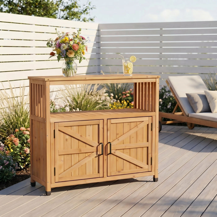 Patio Bar Table Set With Storage