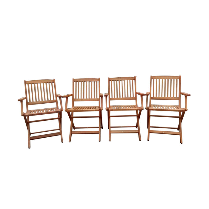 Foldable Patio Dining Set With 4 Folding Chairs For Indoor And Outdoor Use - Teak