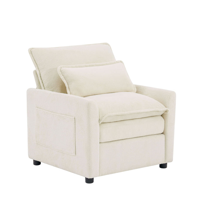 Modern Single Seat Accent Chair With Side Storage Pockets