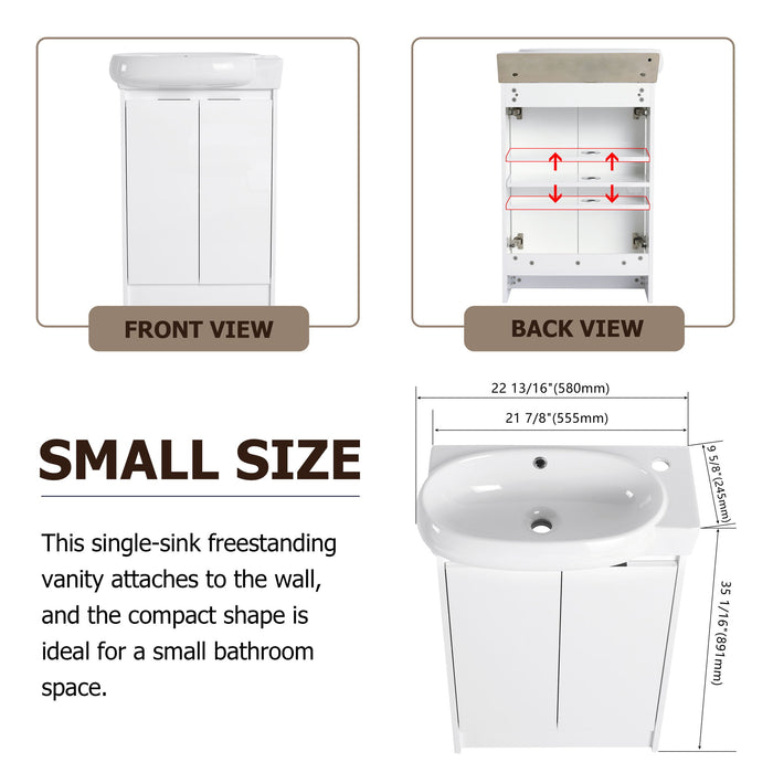 Freestanding Bathroom Vanity & Sink, Soft Close Doors