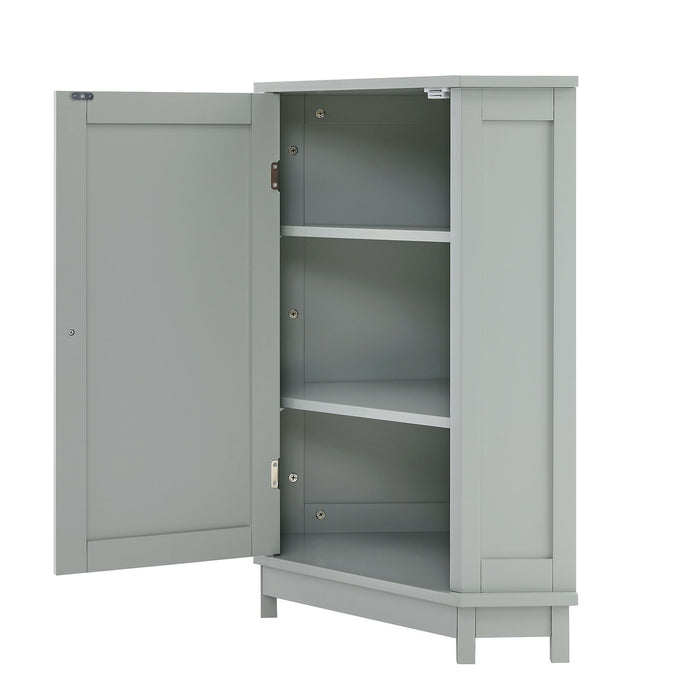 Triangle Corner Bathroom Cabinet With Adjustable Shelf, Storage Unit - Gray