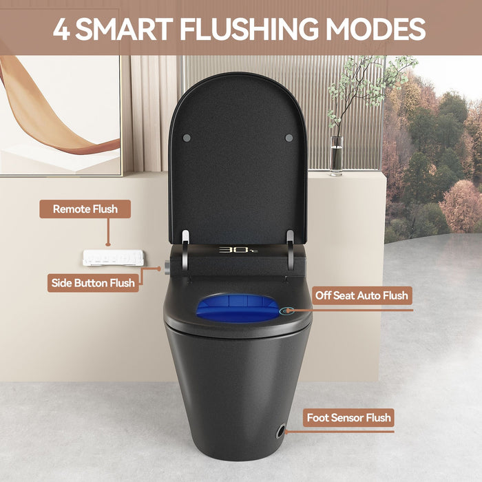 Smart Bidet Toilet With Auto Open / Close Seat, Warm Water Wash, Heated Seat, And Wireless Remote Control