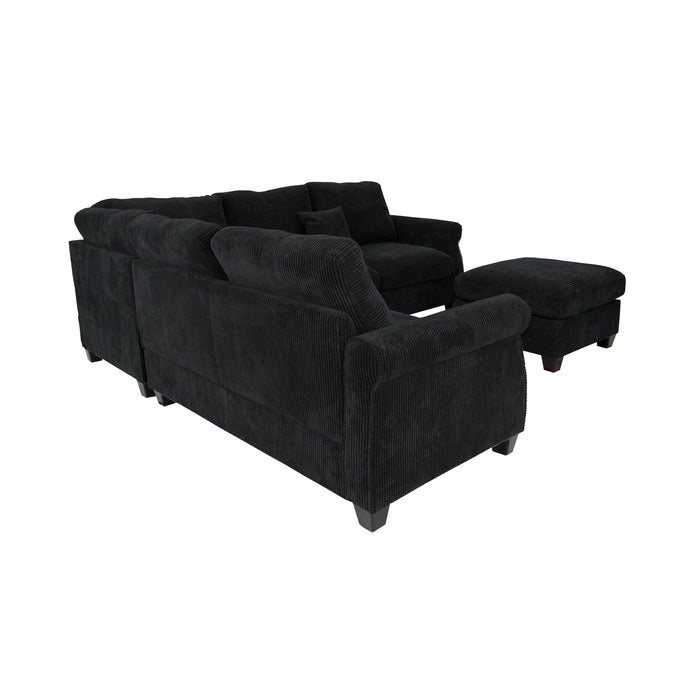 Modern Sectional Set With Corner Wedge, Loveseat, Ottoman & 2 Pillows