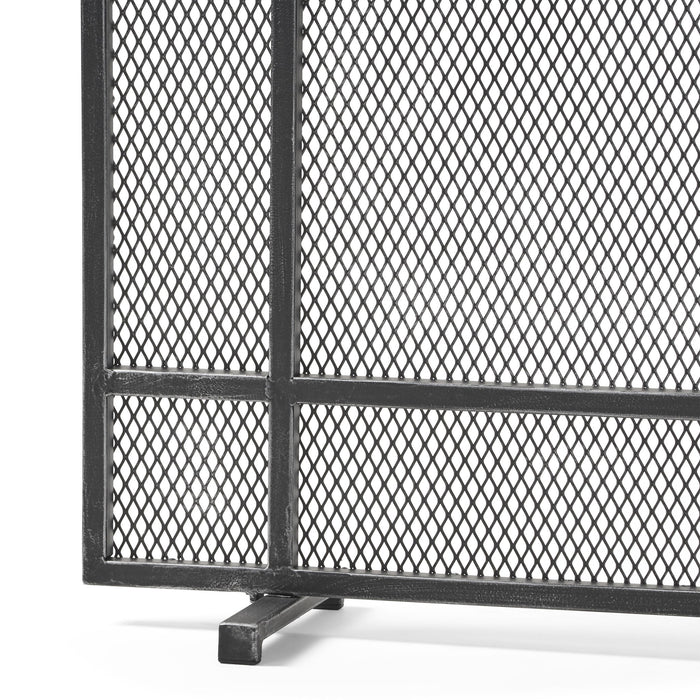 Markus - Modern Single Panel Iron Firescreen Black Brushed Silver
