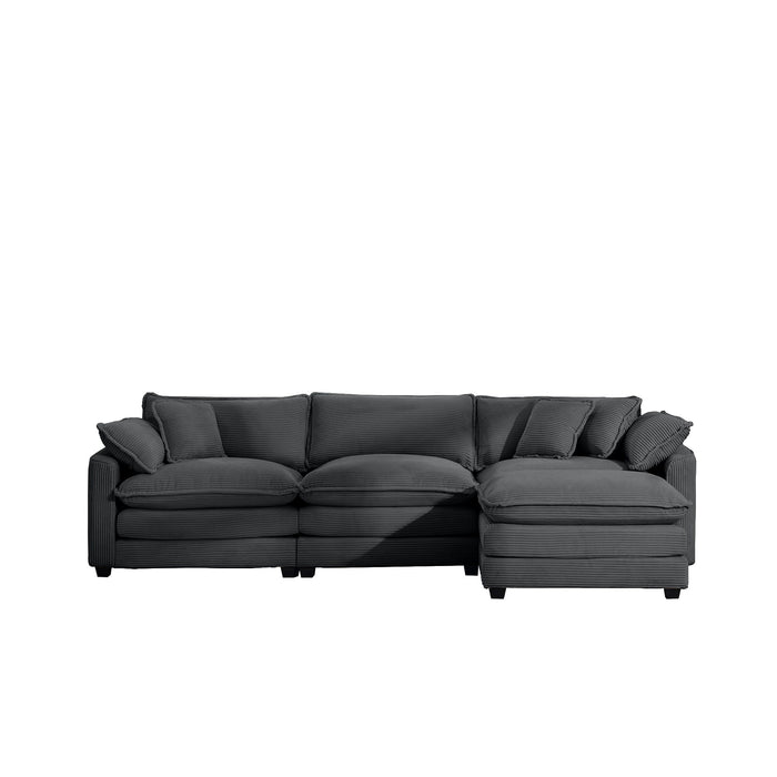 Modular Oversized Cushion Sofa With Ottoman, Low Back, Deep Seating Sofa Set