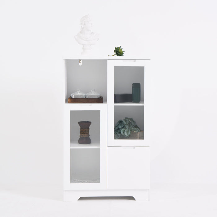 Modern Cabinet With Glass Doors And Drawer