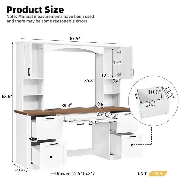 Farmhouse Computer Desk With Hutch
