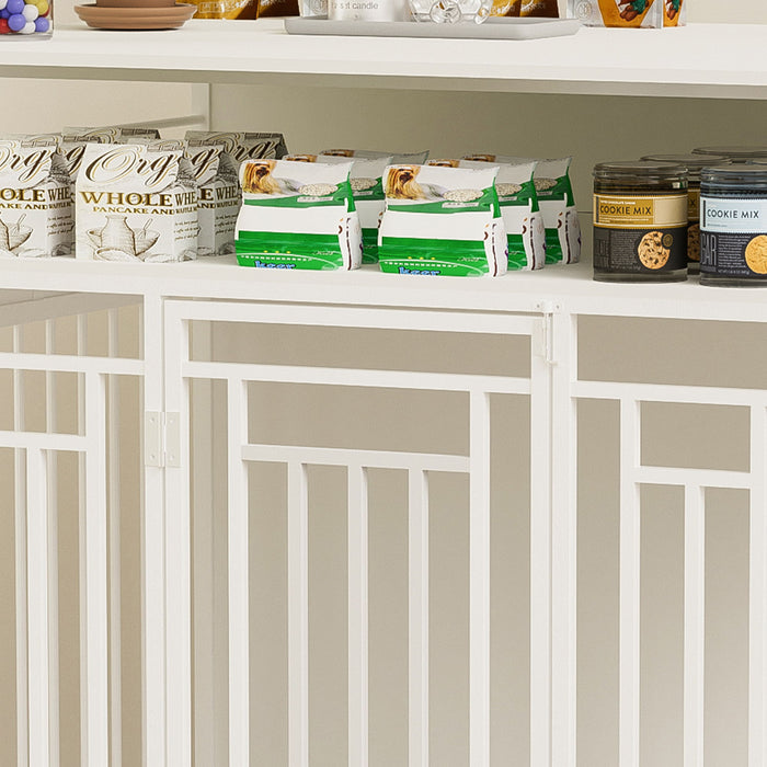 Wooden Dog Crate Furniture With Divider And Storage - White