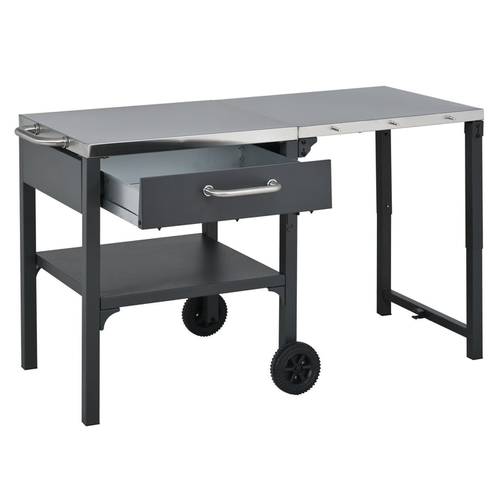 Foldable Outdoor Kitchen Cart With Storage For Patio
