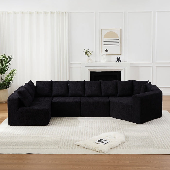 L - Shaped Modular Sofa With Deep Seat And 11 Pillows