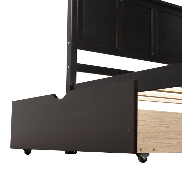 Platform Storage Bed With 2 Wheel Base Drawers
