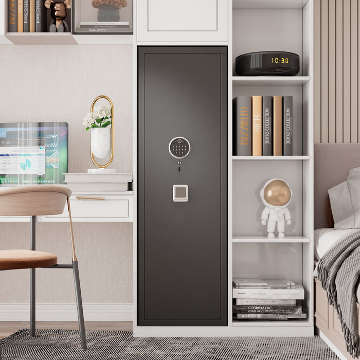 Rifle Safe, Biometric & Keypad Lock, Adjustable Gun Racks With Built In Alarm System