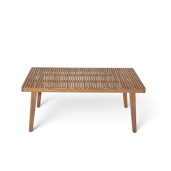 7 Piece Outdoor Dining Set With Rectangular Table And 6 Arm Chairs - Beige / Brown / Brown Mix / Light Teak