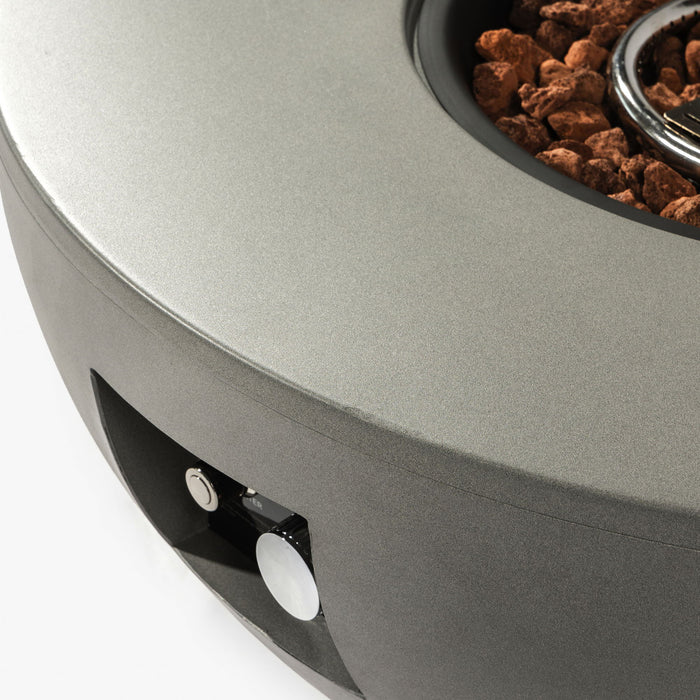 36" Propane Gas Fire Pit Table, 50000 Btu Round Steel Fire Pit With Tank Holder For Outside Patio Deck Garden Backyard - Gray