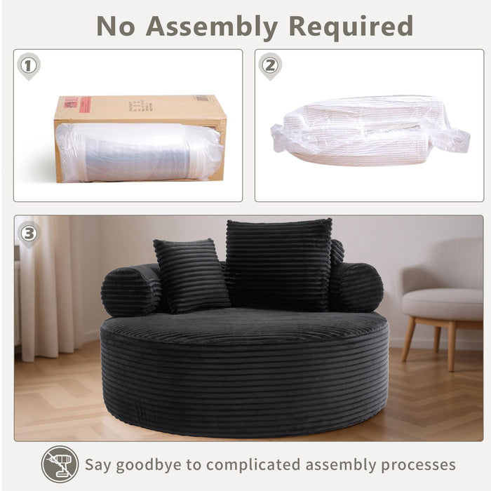 Round Sofa Bed With 3 Pillows For Living Room