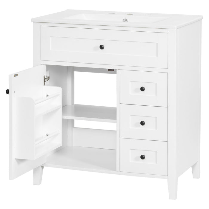 Bathroom Vanity With Sink, 3 Drawers And Adjustable Shelf