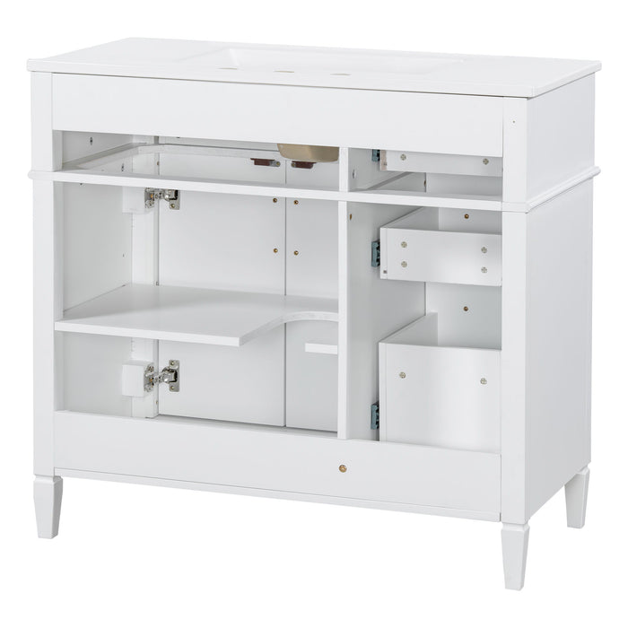 Bathroom Vanity With Sink, 4 Drawers, 2 Doors