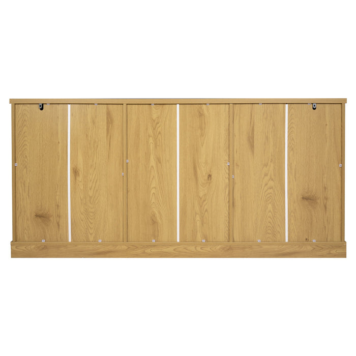 Modern Arched Glass Sideboard With 6 Doors, Buffet Cabinet With Storage And Adjustable Shelves