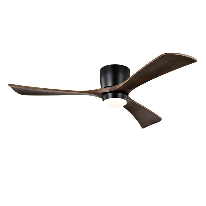 Flush Mount Blades Ceiling Fan With Lights Remote Control, Quiet DC Motor, 6 Speed, Reversible Ceiling Fan For Living Room - Matte Black