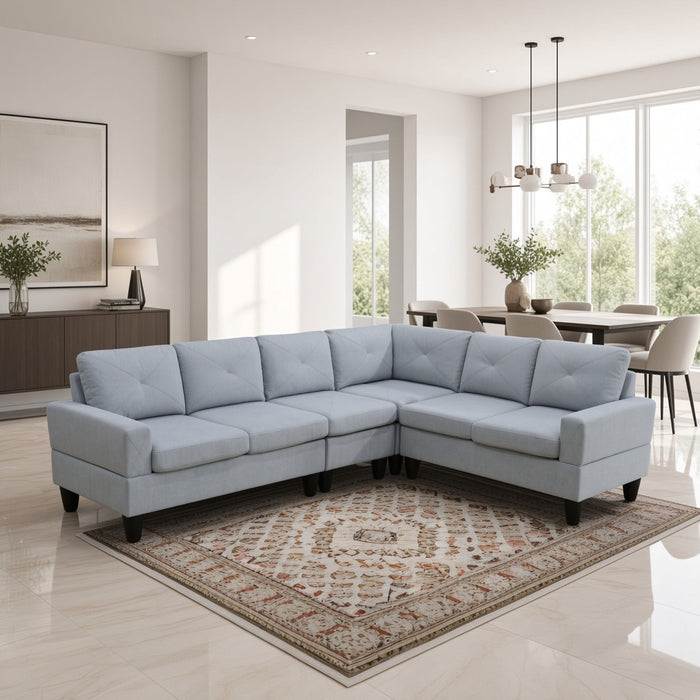 Modular L - Shaped Sectional Sofa 6 Seater 4 Piece Couch With Chaise