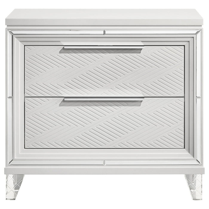 2 Drawer Nightstand With Accents - White