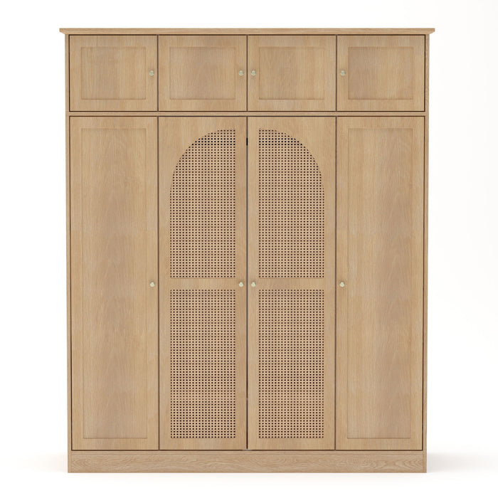 8 Door Armoire Wardrobe With Adjustable Shelves And Hanging Rod