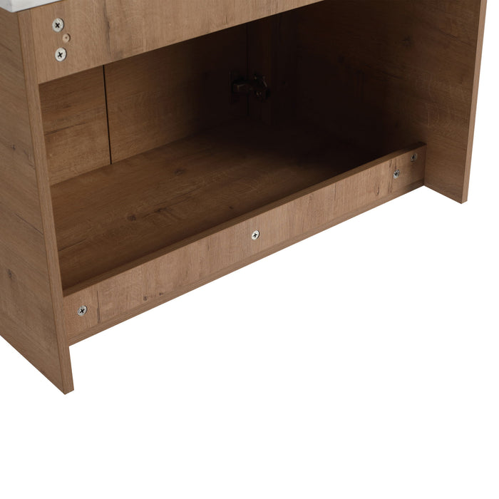 Wall Mounted Bathroom Vanity With Art Sink, 2 Storage Shelves, Soft Close Door