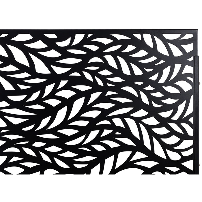 Outdoor & Indoor Privacy Screen Metal Privacy Screen, Freestanding Decorative Privacy Screen For Deck Balcony Patio - Black