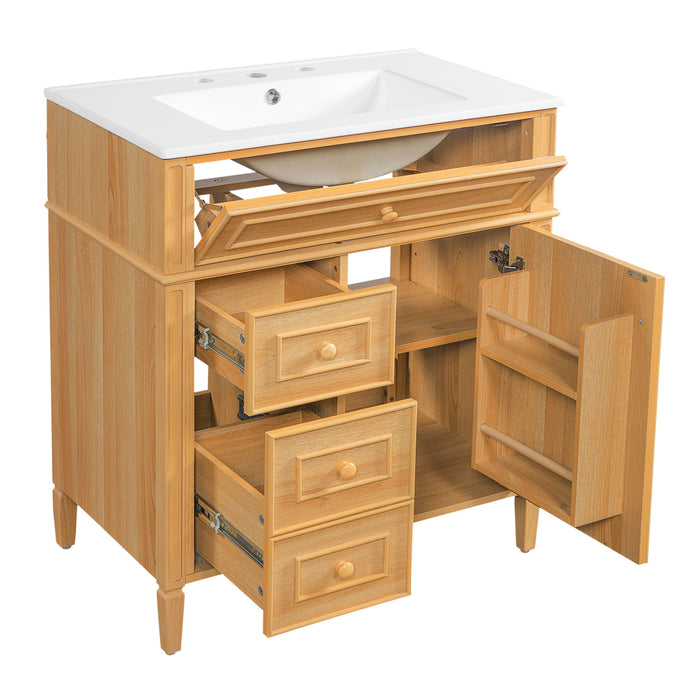Bathroom Vanity With Flip Out Drawer, 2 Soft-Close Drawers