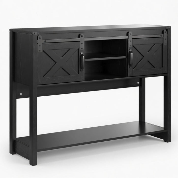 Farmhouse Entryway Table With Sliding Barn Door