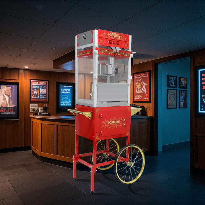 Popcorn Machine On Wheels, 20 Ounce Capacity, 1440W - Red