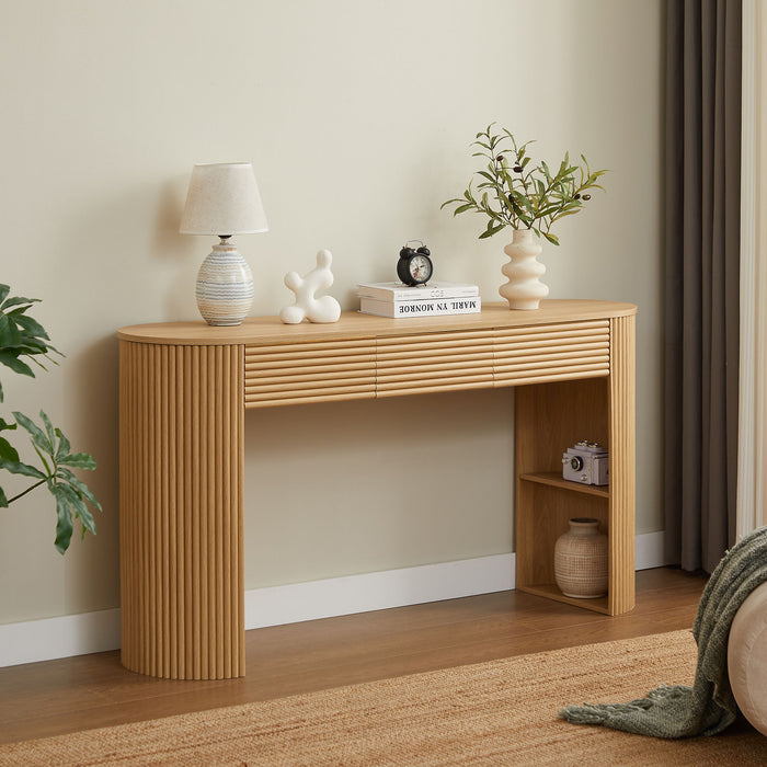 Retro Console Table With Storage, 3 Drawers